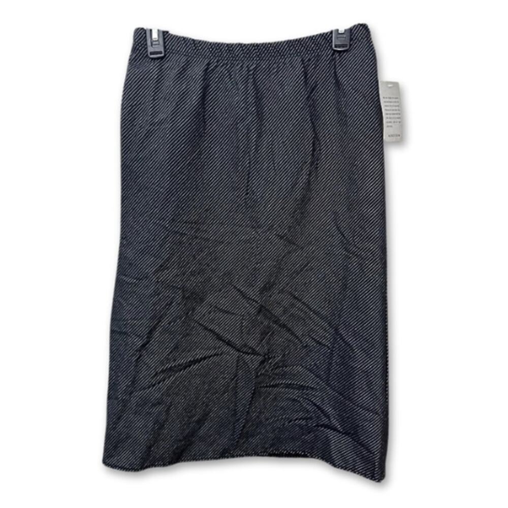 Forgotten Grace Pull On Skirt Pinstripe Straight Side Slit Black Women's M NWT